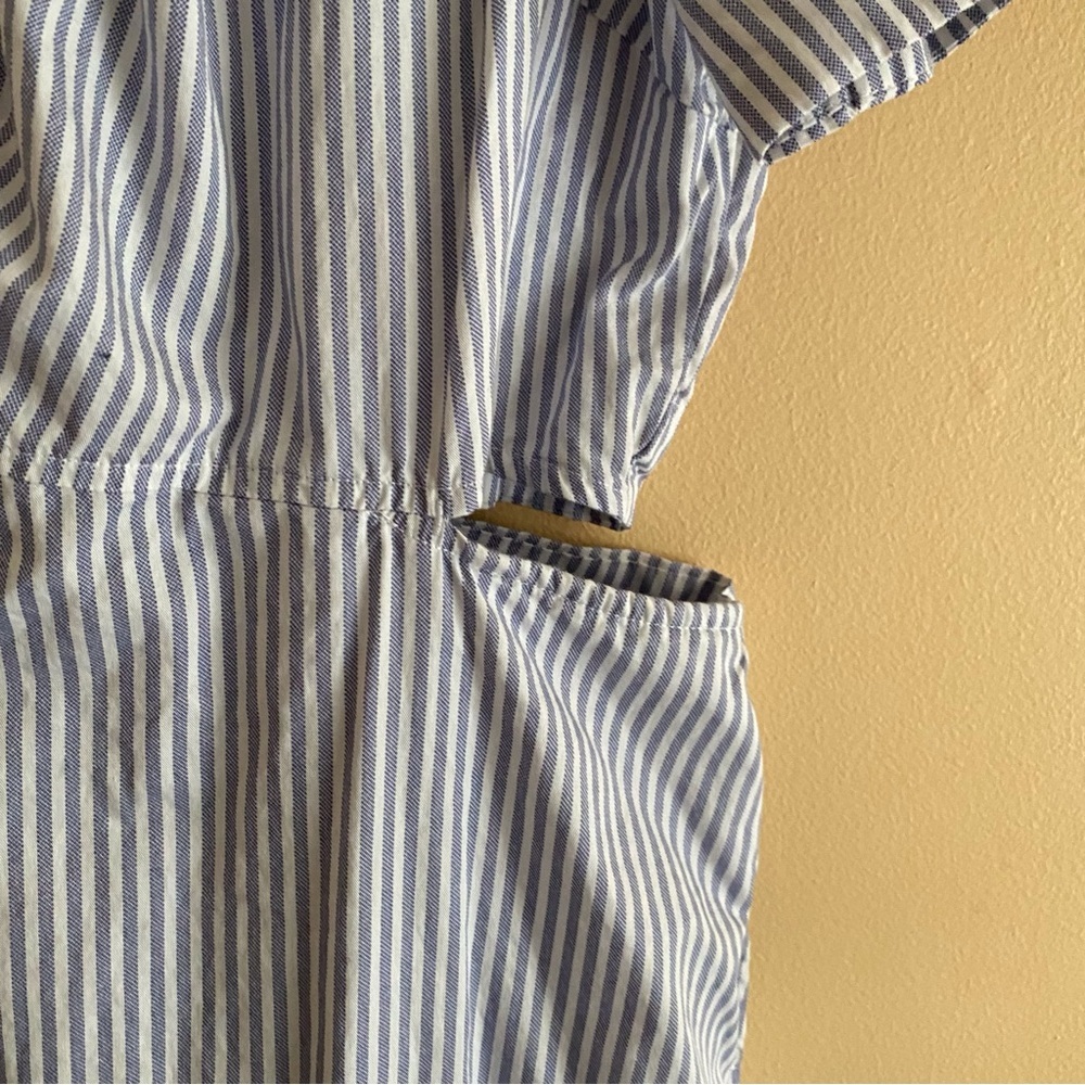 Old Navy Blue and White Striped Midi Shirt Dress with Side Cutout - Picture 6 of 14